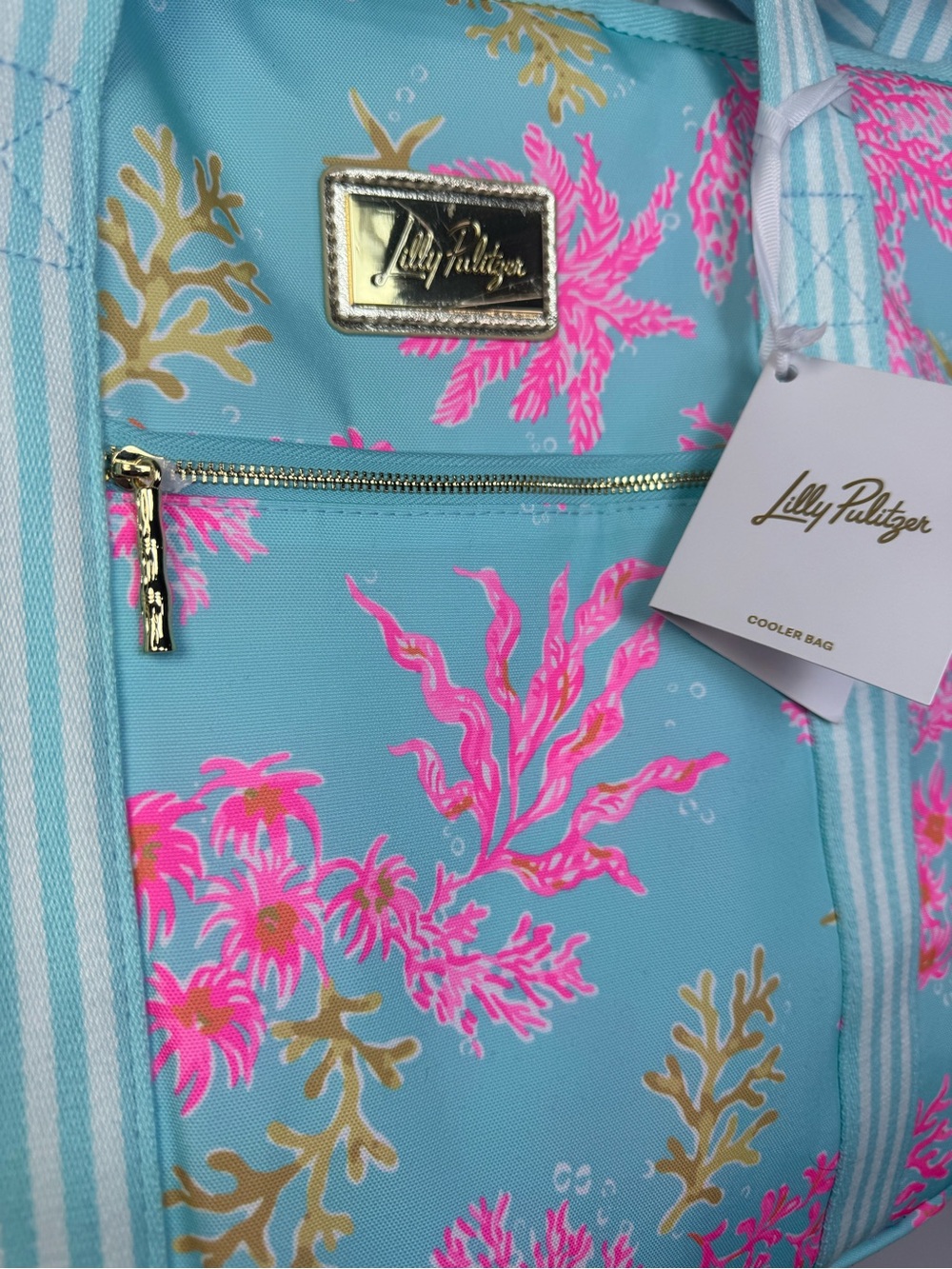 Lilly Pulitzer Royal Coral Cooler Bag Aqua Pink Insulated CrossbodyTote NWT - Picture 6 of 10